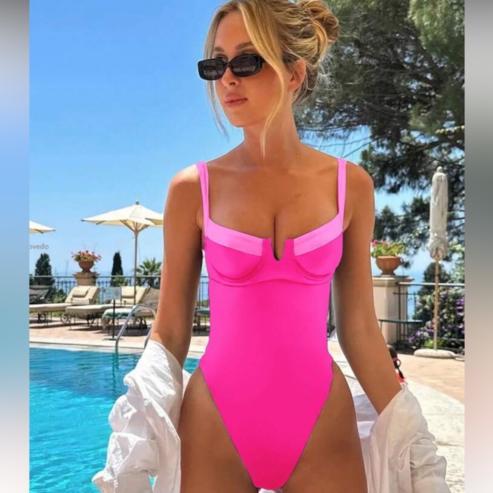 SHEIN Pink One Piece Swimsuit